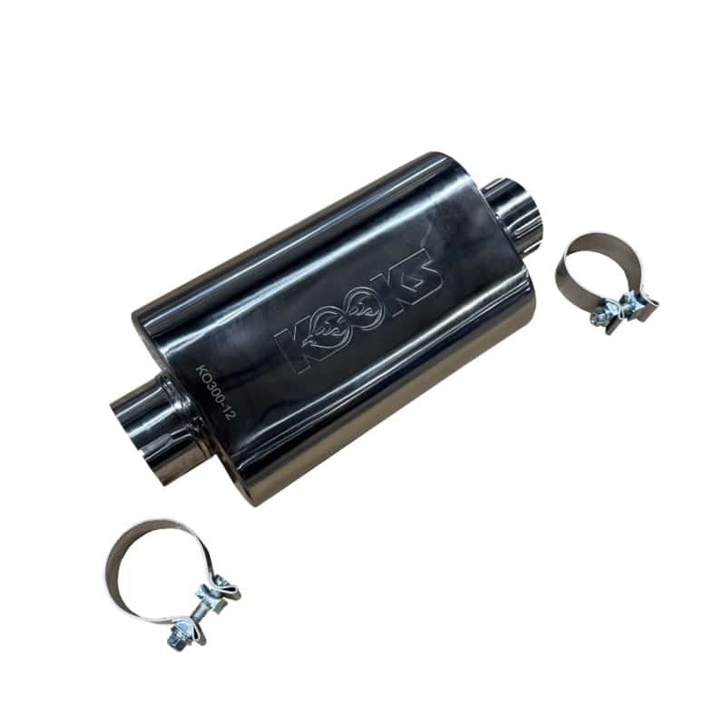 Kooks Headers — Kooks 3in Oval Clamp In Center/Center Muffler 12in Long Body Polished Stainless Steel
3in. Oval Muffler
3" Oval Muffler - view 2