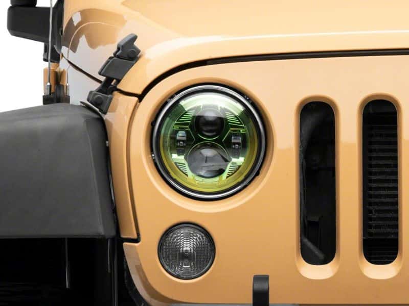 Raxiom — Raxiom 07-18 Jeep Wrangler JK 7-In LED Headlights Green Housing- Clear Lens
Headlights - view 5