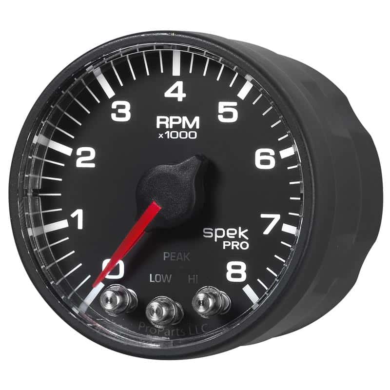 AutoMeter — Autometer Spek-Pro Black 2 1/16 inch 8K RPM Tach w/ Shift Light and Peak Memory
GA 2" 8KRPM BFB SPEK - view 3