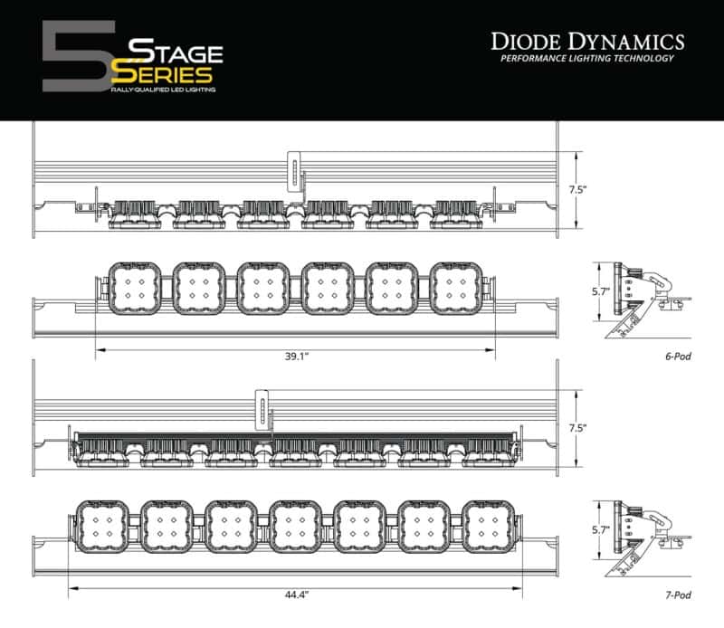Diode Dynamics — Diode Dynamics Prinsu/Sherpa Roof Racks- SS5 7-Pod CrossLink Mounting Kit - Pro White Combo - view 8