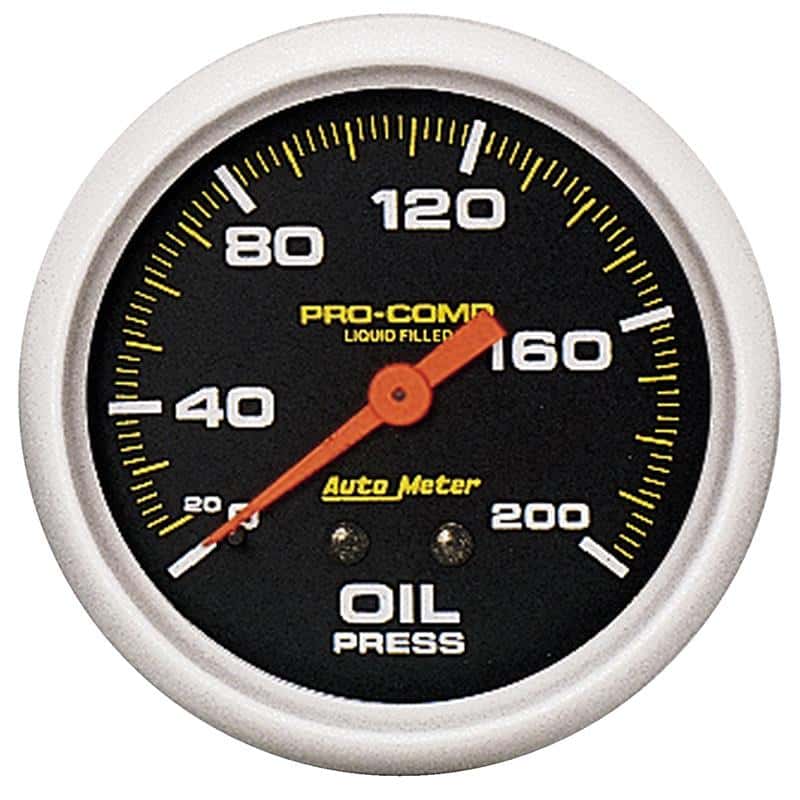 AutoMeter — AutoMeter Gauge Oil Press 2-5/8in. 200PSI Liquid Filled Mech Pro-Comp
2-5/8" OIL PRESS, 0- - view 2