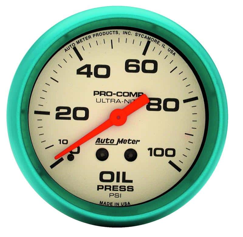 AutoMeter — Autometer Ultra-Nite 2-5/8in 0-100 PSI Liquid Filled Mechanical Glow In Dark Oil Pressure Gauge
GA 2.6" OP 100 L UN - view 2