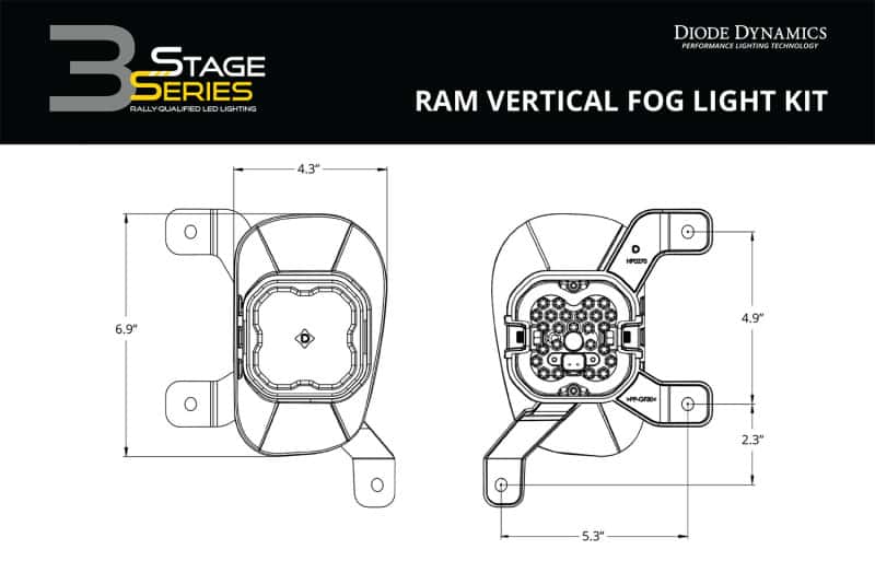 Diode Dynamics — Diode Dynamics SS3 Sport Type Ram Vert Kit ABL - Yellow SAE Fog - view 9