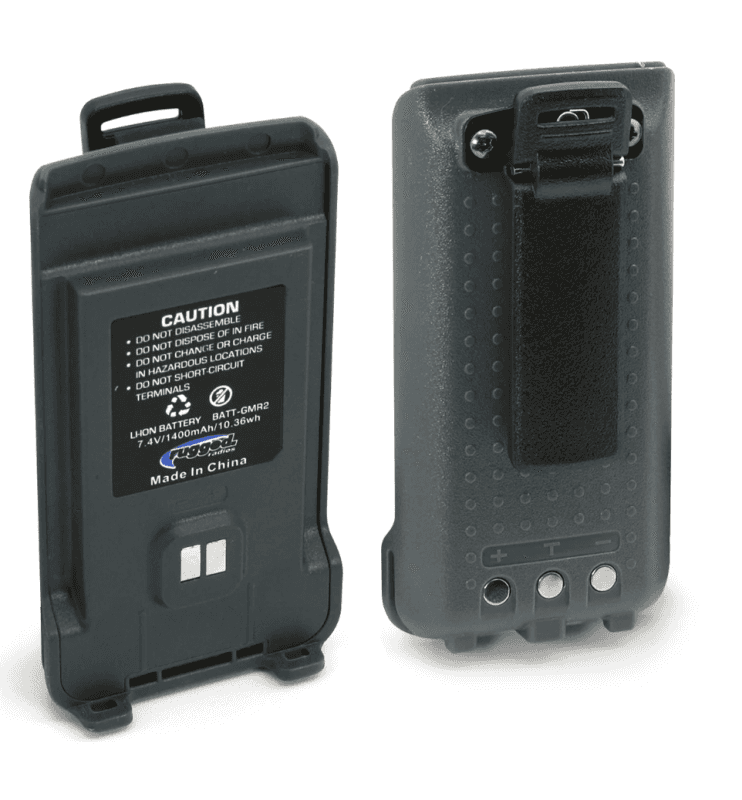 Rugged Radios — Rugged Radios GMR2 Replacement Lithium Battery w/12v Charge Port and Belt Clip Grey - view 2