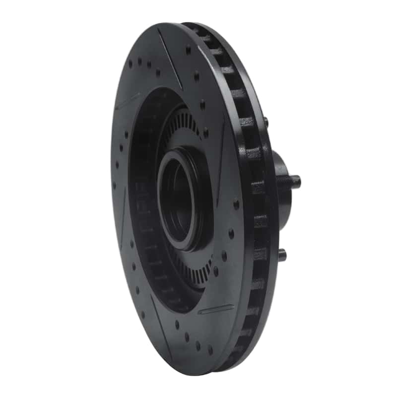 R1 Concepts — R1 87-92 Lincoln Mark VII Front Left Drilled & Slotted Black Brake Rotor
R1 Brake Rotor Drill - view 4
