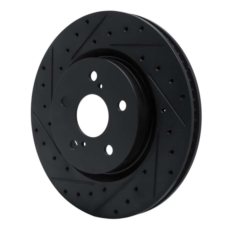 R1 Concepts — R1 18-25 Lexus UX300h Front Left Drilled & Slotted Black Brake Rotor - view 3