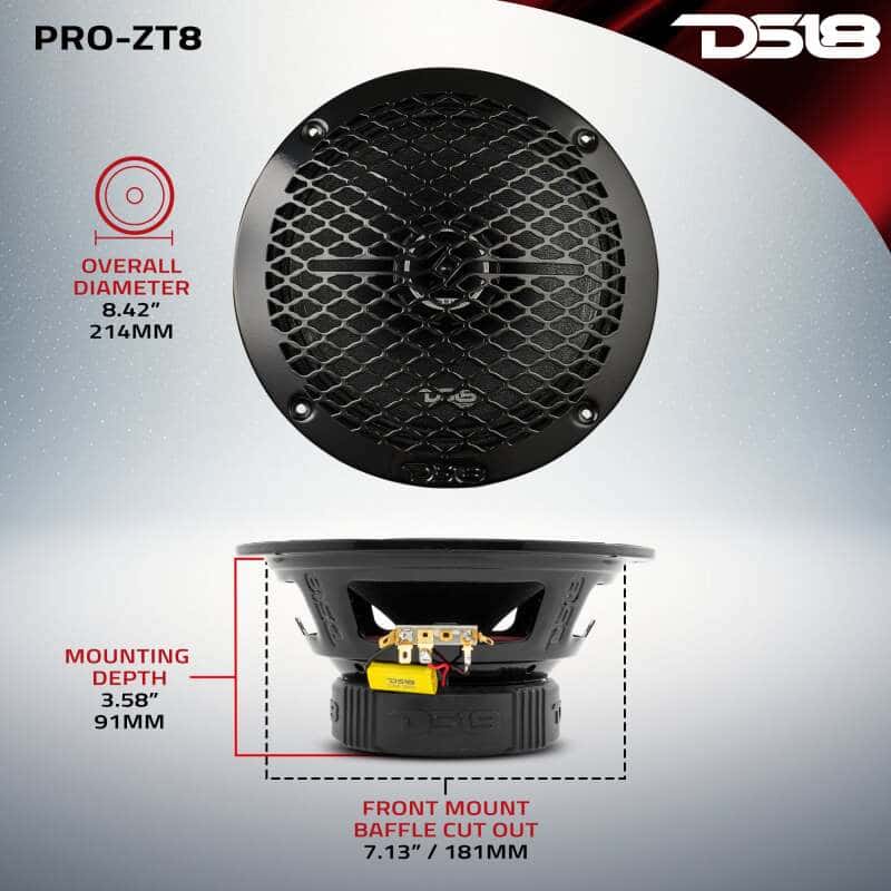 DS18 — DS18 8in Coaxial Loudspeaker 275 Watts RMS 4 ohm Mid-Range Water Resistant Cone - view 3