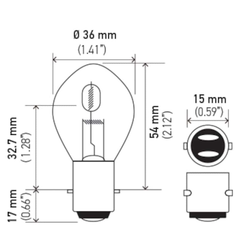 Hella — Hella Bulb 6235 12V 35/35W Ba20D B11 S2
6235 Incan Bulb - view 4