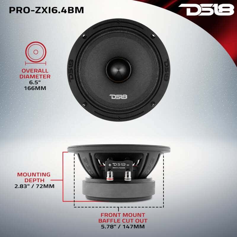 DS18 — DS18 6.5in 300 Watts RMS 4 ohm Neodymium and Ferrite Magnet Bullet Mid-Range Loudspeaker - view 4