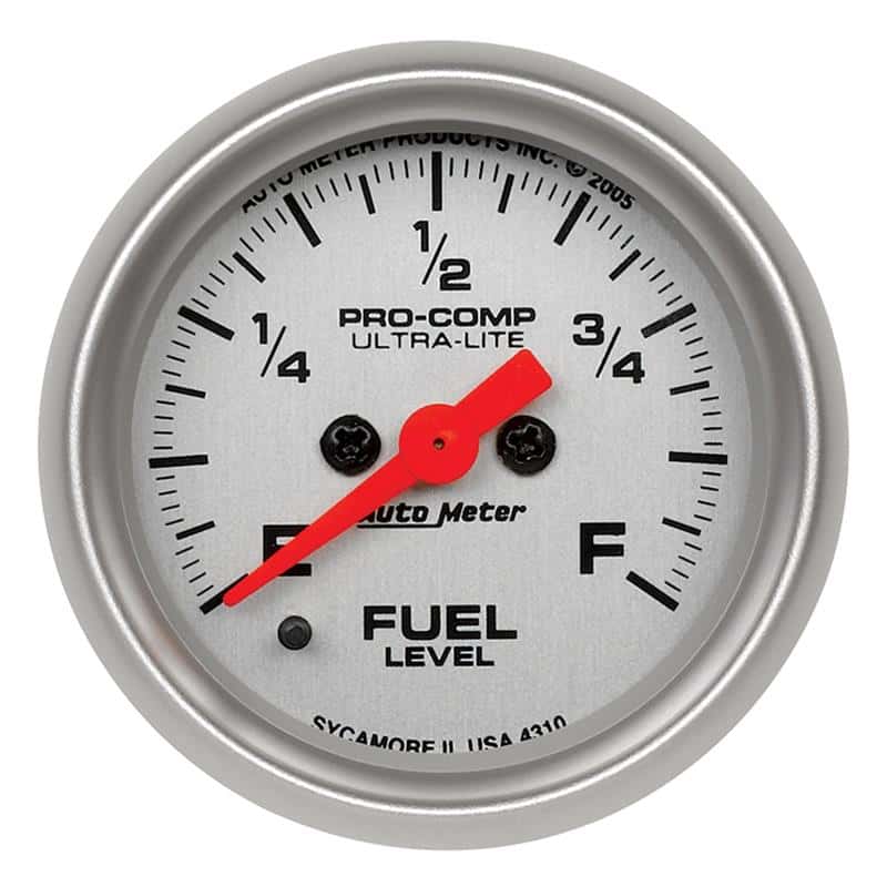 AutoMeter — Autometer Ultra-Lite 52mm 0-280 ohm Adj Full Sweep Electronic Fuel Level Programmable Empty-Full Ga
2-1/16" FUEL LEVEL, - view 2