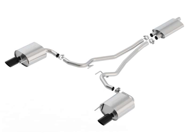 Borla — Borla 15-17 Ford Mustang EcoBoost 2.3L EC-Type Cat Back Single Round 4.0in OD 9.5in L Tips Exhaust
Cat-Back System - view 1