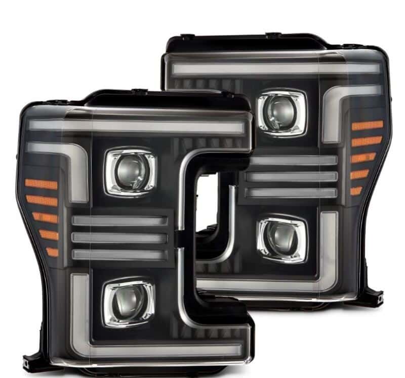 AlphaRex — AlphaRex 17-19 Ford F-250/350/450/550  Super Duty PRO-Series Proj Headlights Black w/SeqSig & DRL
Projector Headlights - view 1