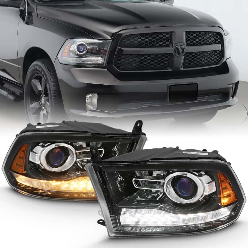 ANZO — ANZO 2009-2018 Dodge Ram 1500 Projector Plank Style Switchback H.L Halo Black Amber (OE Style)
Projector Headlights
Head Light Set - view 1