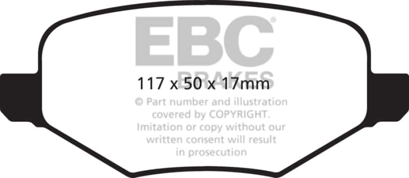 EBC — EBC 11-14 Ford Edge 2.0 Turbo Yellowstuff Rear Brake Pads
Disc Brake Pad - view 1