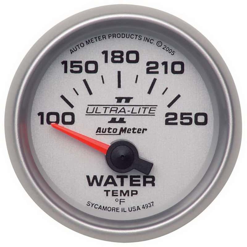 AutoMeter — Autometer Ultra-Lite II 52mm 100-250 Deg F Short Sweep Electronic Water Temp Gauge
2-1/16" WATER TEMP, - view 2