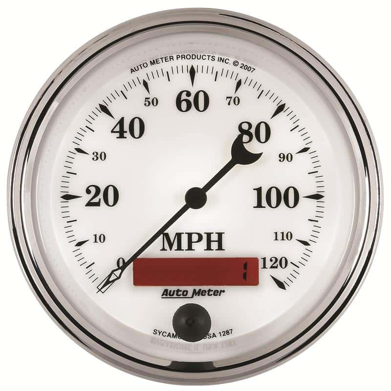 AutoMeter — AutoMeter Gauge Speedometer 3-3/8in. 120MPH Elec. Prog. W/ Lcd Odo Old Tyme Wht II
3-3/8" SPEEDO, 120 M - view 2