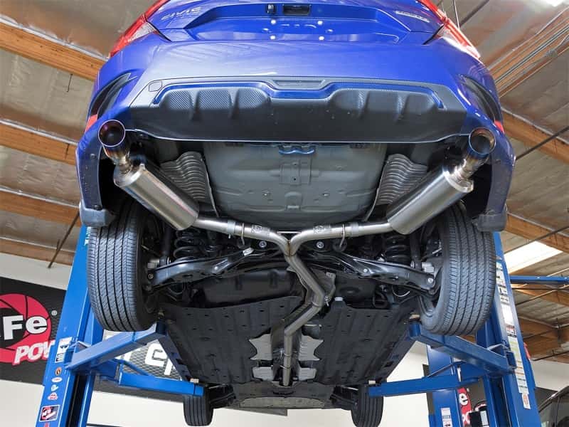 aFe — aFe POWER Takeda 16-17 Honda Civic I4-1.5L (t) 2.5-2.25in 304 SS CB Dual-Exit Exhaust Blue Tips
Cat-Back Exhaust - view 9