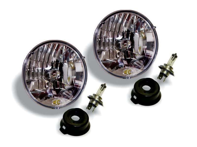 KC HiLiTES — KC HiLiTES Universal/97-06 Jeep TJ 7in. Halogen H4 DOT Headlight 55/60w Lexan (Pair Pack System)
Headlights - view 1