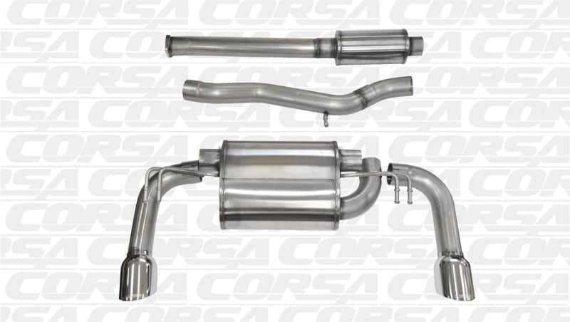 CORSA Performance — Corsa 2008-2015 Mitsubishi Lancer Evolution X Sedan 2.0L Polished Sport Dual Rear Cat-Back Exhaust
Exhaust - view 1