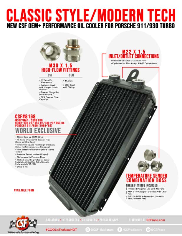 CSF — CSF 65-89 Porsche 911 / 930 OEM+ High-Performance Oil Cooler
CSF Oil Cooler - view 12