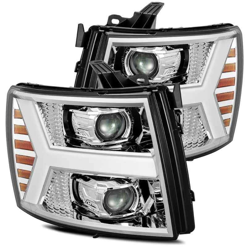 AlphaRex — AlphaRex 07-13 Chevy 1500 LUXX LED Proj Headlights Plank Design Chrome w/ Activ Light/Seq Signal/DRL
Projector Headlights - view 1