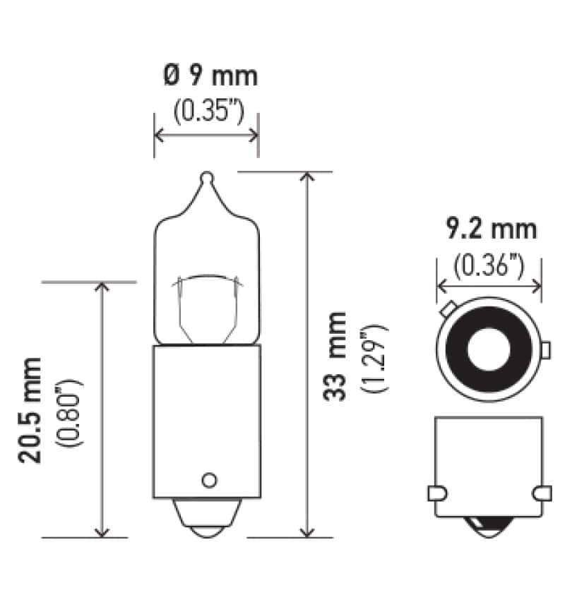 Hella — Hella Bulb H6W 12V 6W BAX9s T2.75
H6W Halogen Bulb - view 2