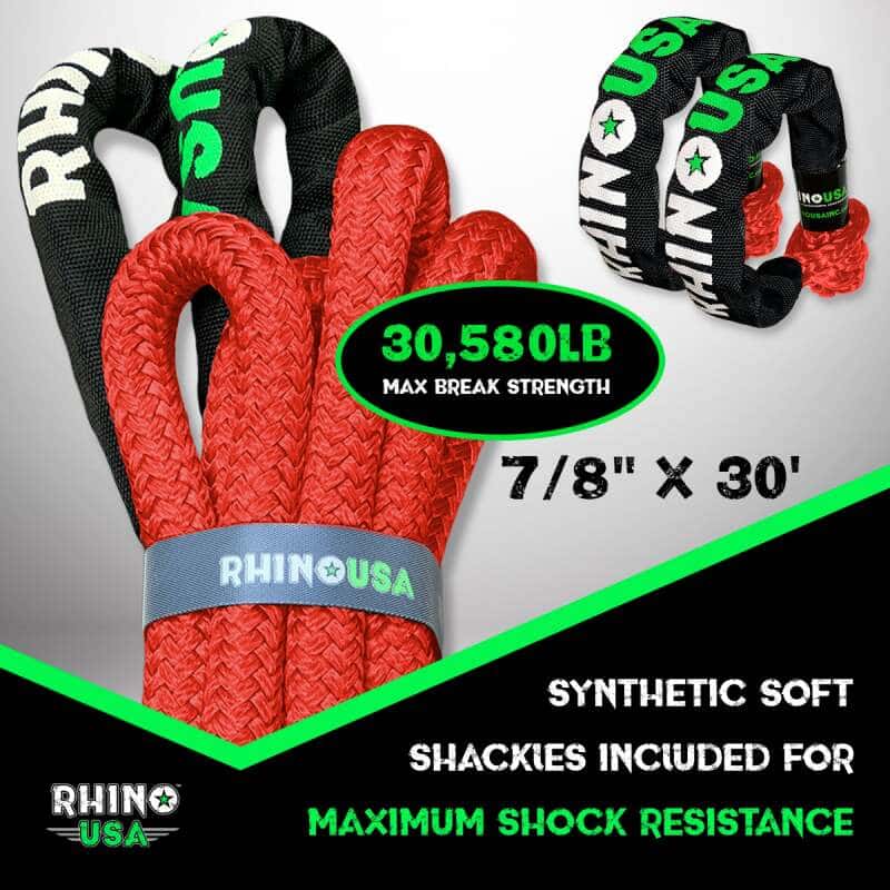Rhino USA — Rhino USA 7/8In X 30Ft Kinetic Rope Recovery Kit W/Soft Shackles (Red)
Rope - view 3