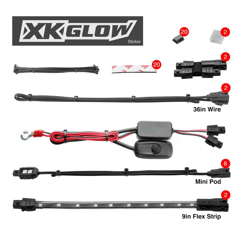 XKGLOW — XK Glow Strips Single Color XKGLOW LED Accent Light Motorcycle Kit Light Blue - 8xPod + 2x8In - view 3