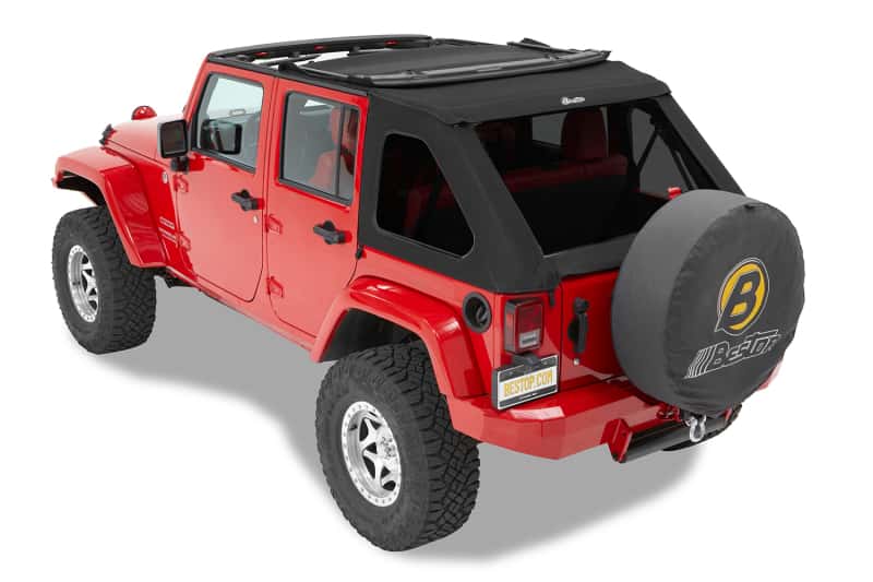 Bestop — Bestop 07-18 Jeep Wrangler JK 4-Door A-Top Trektop (Prem Blk Twill Tinted Windows No Door Skins)
Replace-A-Top TT - view 1
