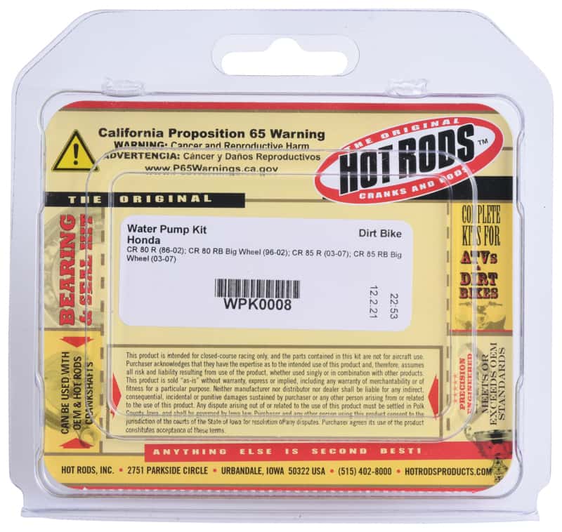 Hot Rods — Hot Rods 86-02 CR 80 R/96-02 CR 80 RB Big Wheel Water Pump Kit - view 3