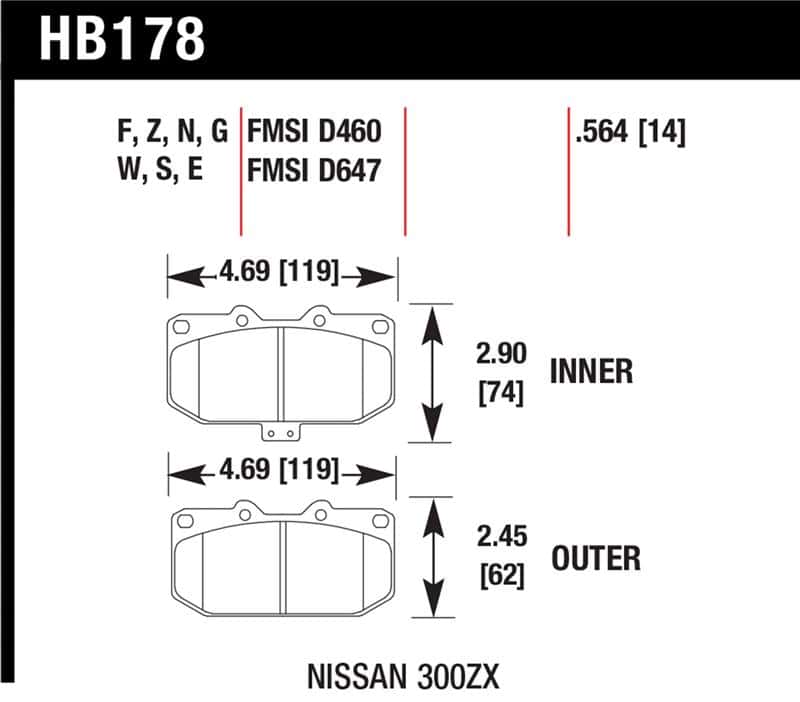 Hawk Performance — Hawk 06-07 WRX / 89-96 Nissan 300ZX / 89-93 Skyline GT-R HPS Street Front Brake Pads
Disc Brake Pad - view 1