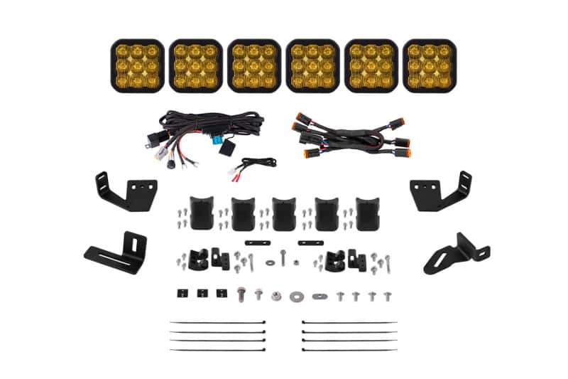 Diode Dynamics — Diode Dynamics Prinsu/Sherpa Roof Racks- SS5 6-Pod CrossLink Mounting Kit - Pro Yellow Driving - view 1
