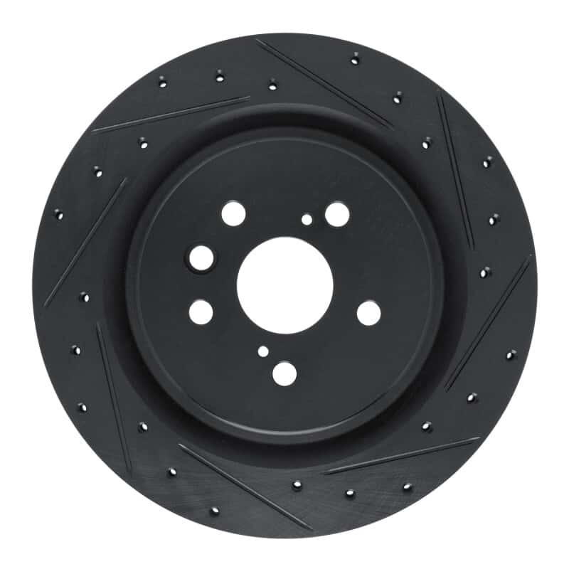 R1 Concepts — R1 2020-2025 Lexus RX450h+ Rear Right Drilled & Slotted Black Brake Rotor - view 1