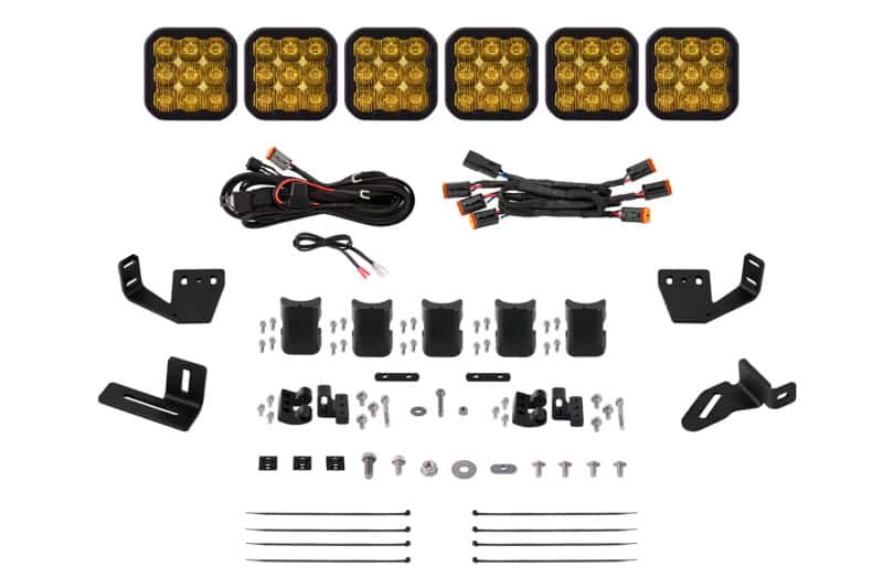 Diode Dynamics — Diode Dynamics Prinsu/Sherpa Roof Racks SS5 6-Pod CrossLink Mounting Kit - Sport Yellow Driving - view 1