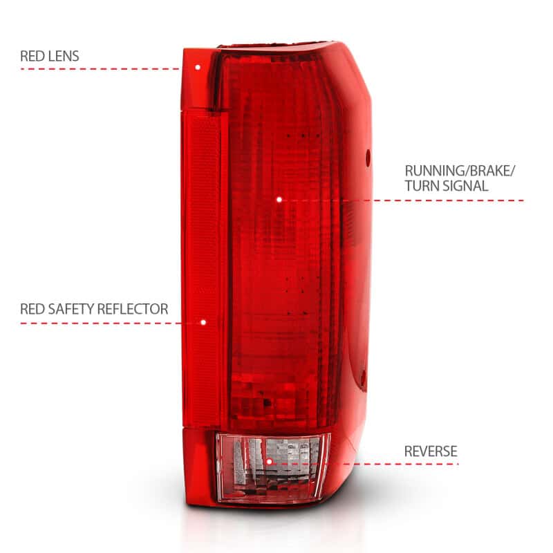 ANZO — ANZO 1992-1996 Ford Bronco Taillight Red/Clear Lens (OE Replacement) - view 7