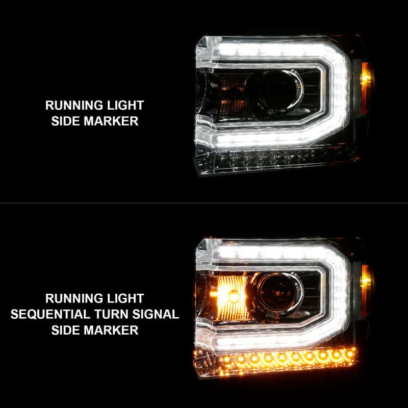 ANZO — ANZO 2014-2015 GMC Sierra 1500 Projector Headlights w/ Light Bar Chrome Housing (Halogen Type)
Head Light Set
HdLtSet - view 3