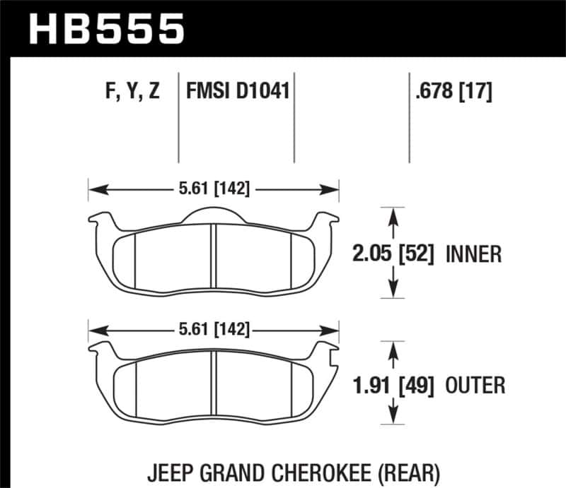 Hawk Performance — Hawk 06-10 Jeep Commander / 05-10 Grand Cherokee / 05-10 Armada / 04 Pathfinder / 04-10 Tital 5.6L /
Disc Brake Pad - view 3