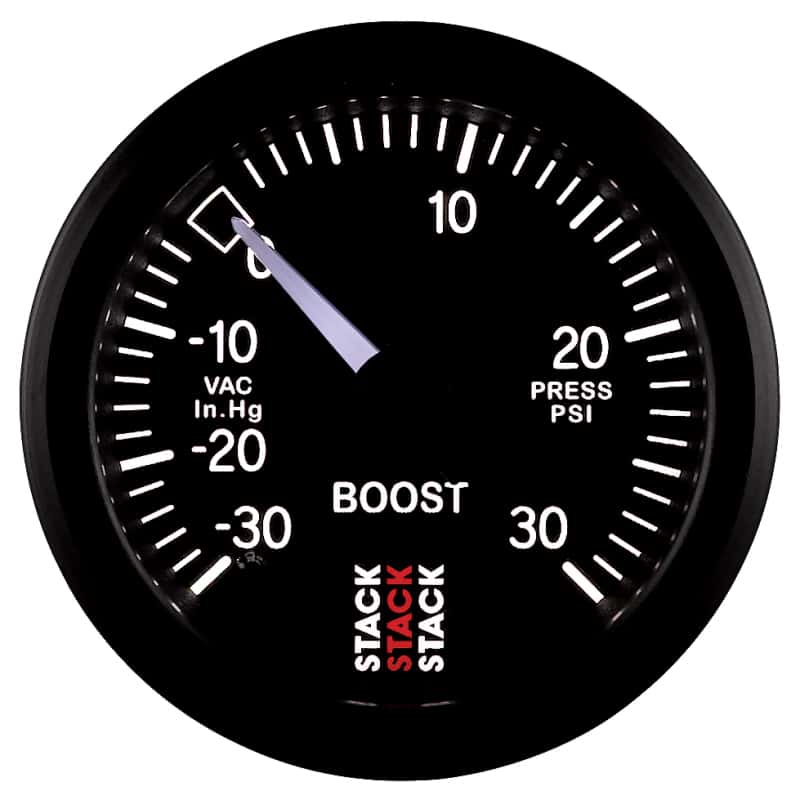 AutoMeter — Autometer 52mm Stack Instruments -30INHG to +30PSI Mechanical Boost Gauge - Black
Ga Bst Mech Bk 30psi - view 4