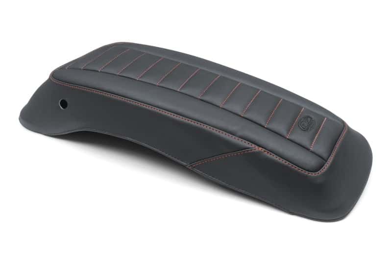 Mustang Motorcycle — Mustang 14-23 HD FL Touring Saddlebag Lid Covers (Pair) Deluxe - Black w/ Red Stitching - view 1