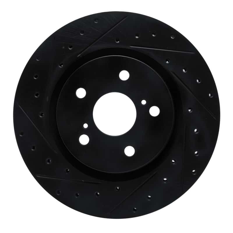 R1 Concepts — R1 18-25 Lexus UX300h Front Left Drilled & Slotted Black Brake Rotor - view 2