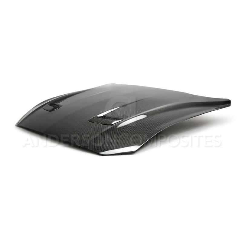Anderson Composites — Anderson Composites 18-20 Ford Mustang Double Sided Type-OE Carbon Fiber Hood - view 2