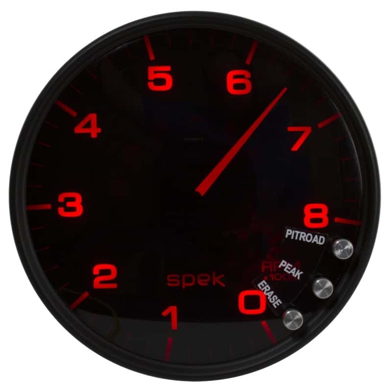 AutoMeter — Autometer Spek-Pro Gauge Tachometer 5in 8K Rpm W/Shift Light & Peak Mem Black/Smoke/Black
GA 5" 8KRPM BSB SPEK - view 10