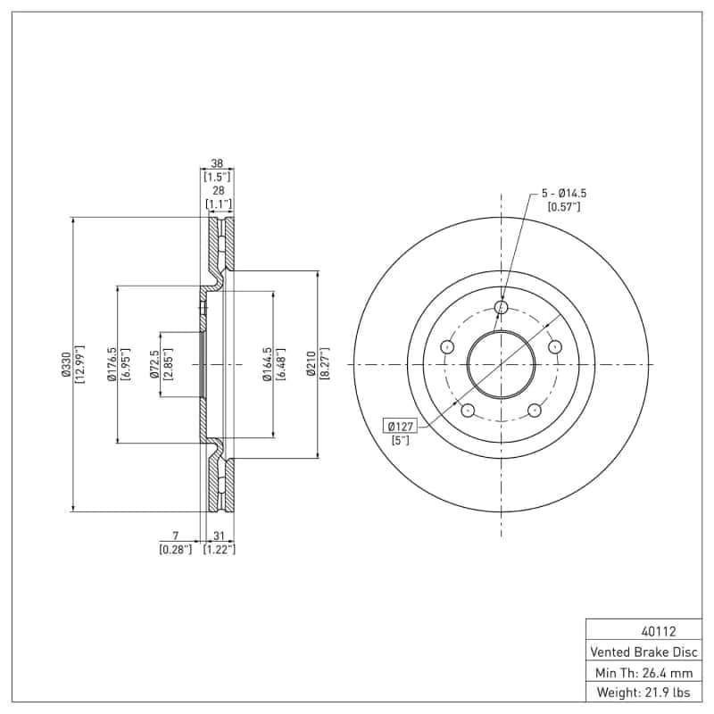 DFC — DFC 12-25 Chrysler Voyager Front GeoSPEC Coated Rotor
DFC Brake Rotor - view 6