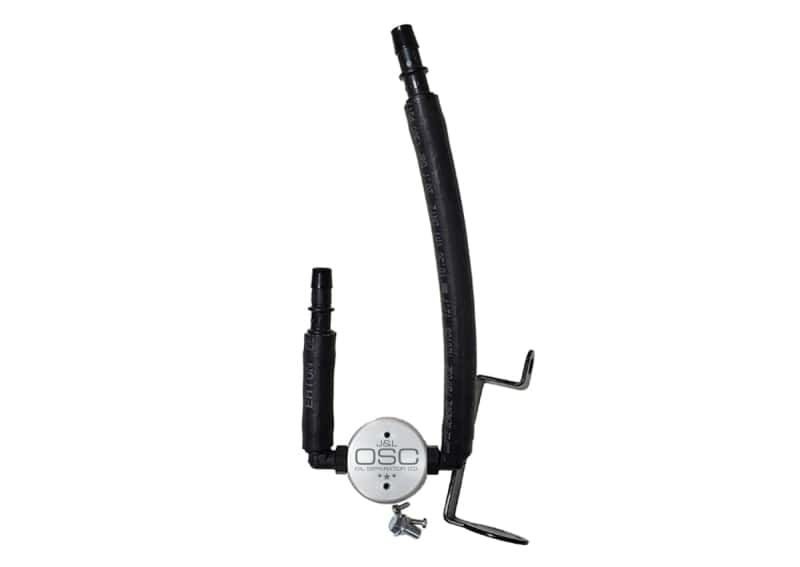 J&L — J&L 05-23 Dodge Charger 5.7L Hemi Passenger Side Oil Separator 3.0 - Clear Anodized
Oil Separator - view 1