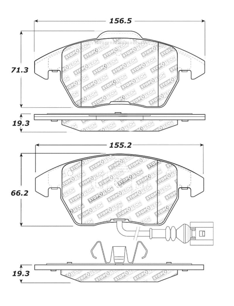 Stoptech — StopTech Performance 06-10 Audi A3 / 08-10 Audi TT / 06-09 VW GTI / 05-10 Jetta Front Brake Pads
Sprt Brk Pad W/Hdwr - view 2