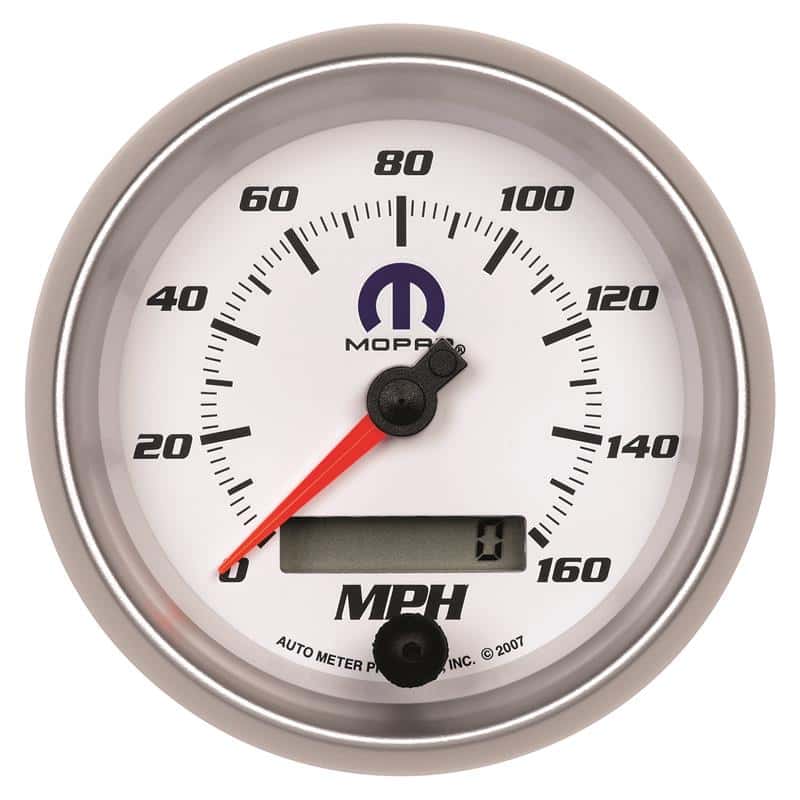 AutoMeter — AutoMeter Gauge Speedometer 3-3/8in. 160MPH Elec. Programmable White Mopar
MOPAR #77060054, 3-3 - view 2