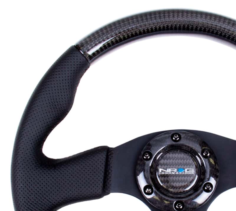 NRG — NRG Carbon Fiber Steering Wheel (315mm) Leather Trim w/Black Stitching - view 4
