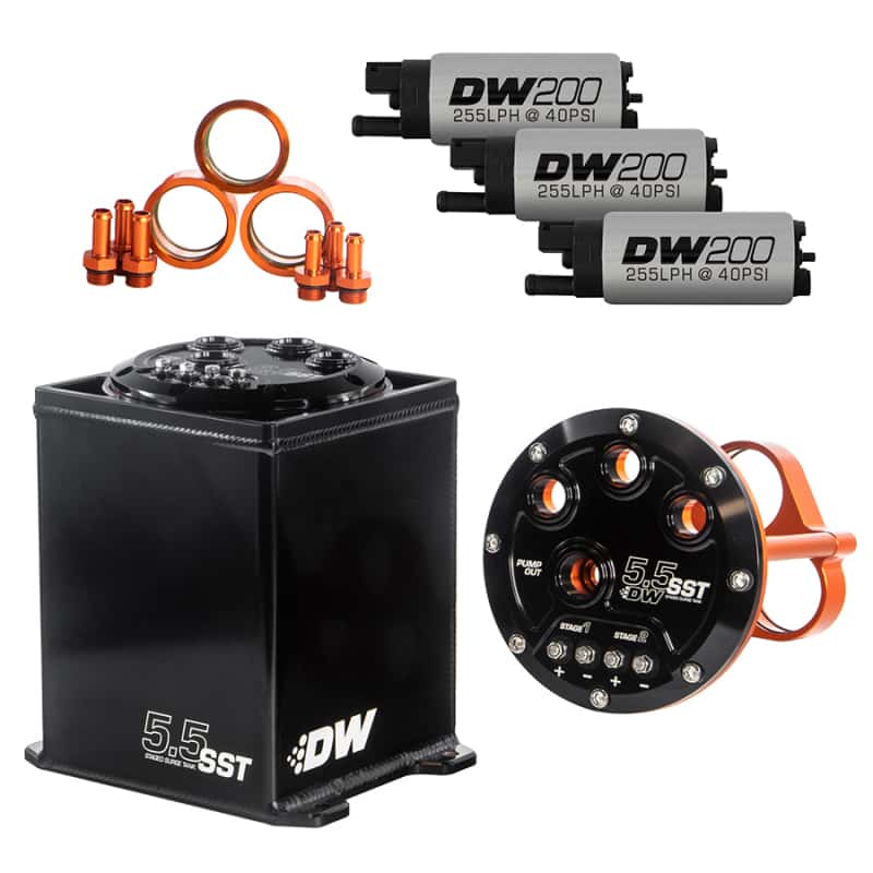 DeatschWerks — DeatschWerks 5.5L Modular Surge Tank Includes 3 DW200 Fuel Pumps - view 1