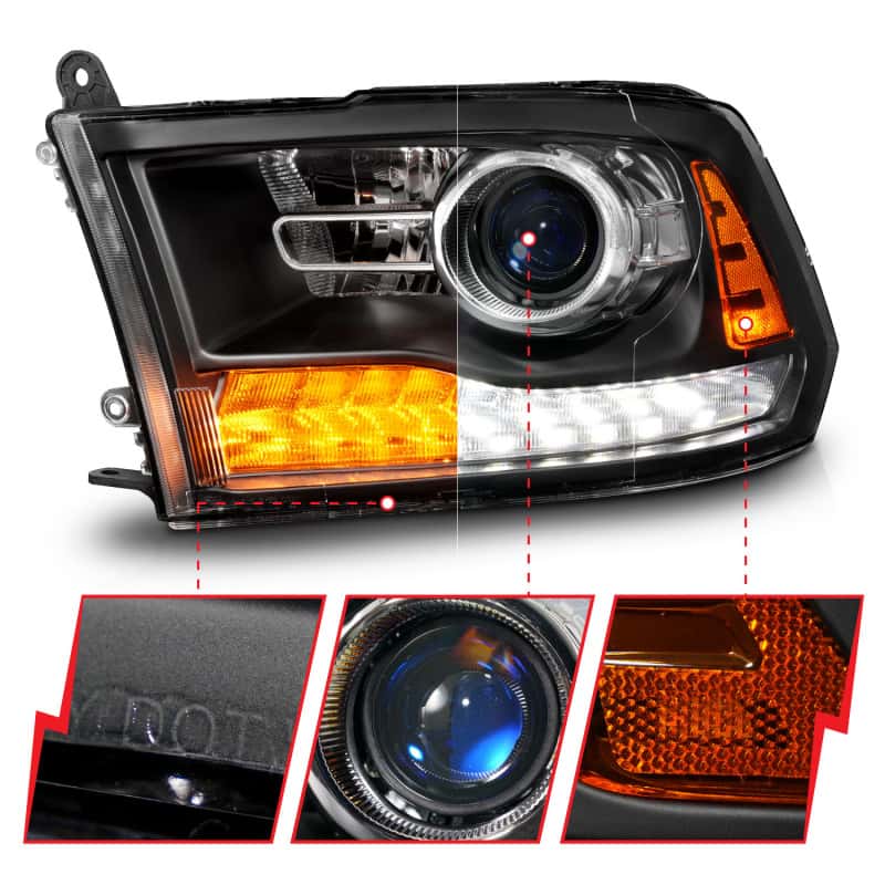 ANZO — ANZO 09-18 Dodge Ram 1500/2500/3500 LED Plank Style Headlights Switchback + Sequential - Matte Black
Head Light Set
HdLtSet - view 9