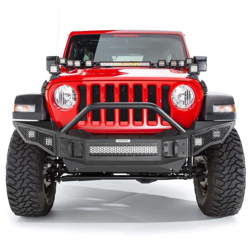Go Rhino — Go Rhino 07-20 Jeep Wrangler JL/JLU/JK/JKU/Gladiator JT Rockline Full Width Bumper w/ Overrider
Rockline Bumper (F) - view 3